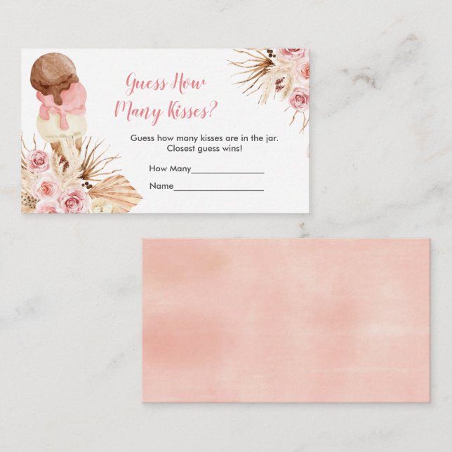 Ice cream Bohemian Pampas Grass How Many Kisses Enclosure Card (Front/Back)