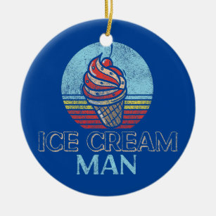 Ice Cream Boy Cone Sundae Retro Vintage Ice Cream Ceramic Tree Decoration
