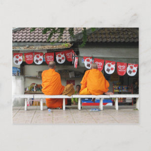 Ice Cream Break ... Buddhist Monks Thailand Postcard