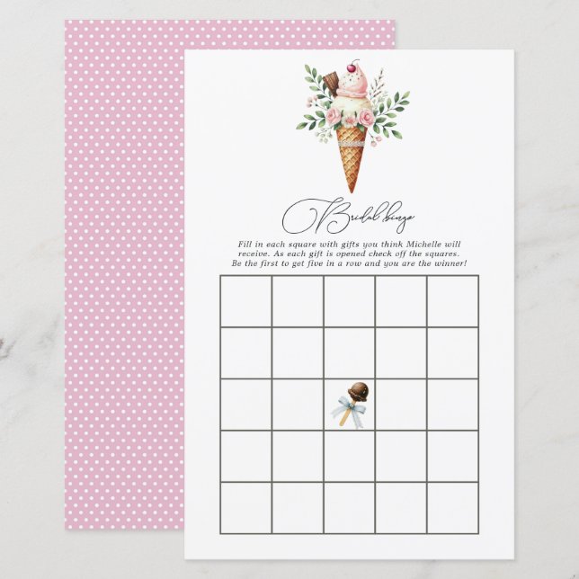 Ice Cream Bridal Shower Bingo Game (Front/Back)