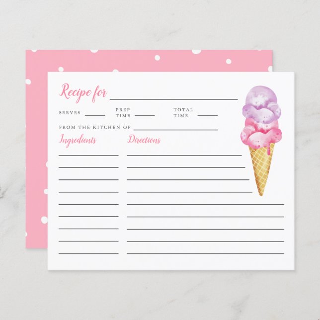Ice Cream Bridal Shower Recipe Card (Front/Back)