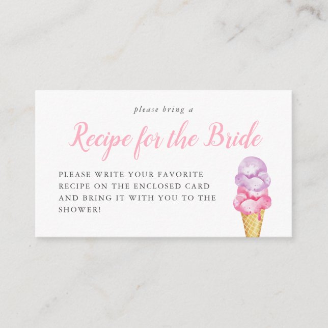 Ice Cream Bridal Shower Recipe Request Card (Front)