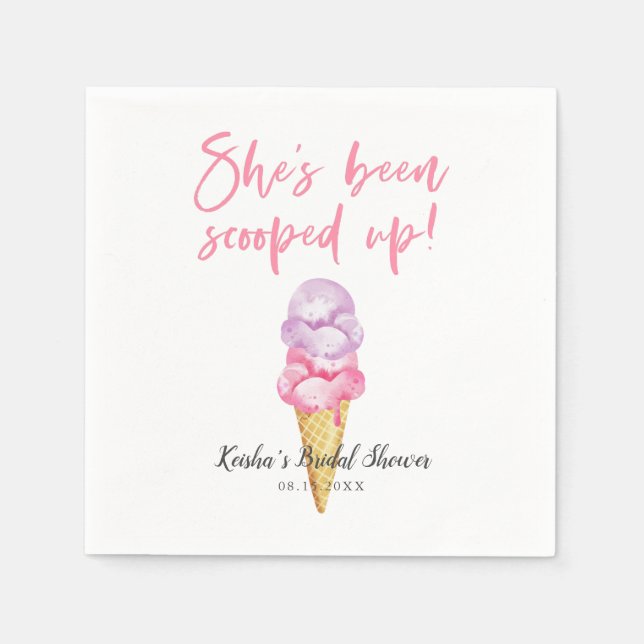 Ice Cream Bridal Shower Scooped Up Napkin (Front)