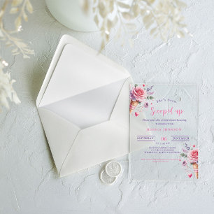 Ice cream bridal shower she's been scooped up  acrylic invitations