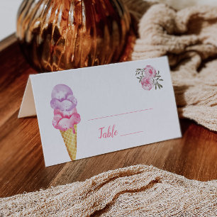 Ice Cream Bridal Shower Table Number Place Card