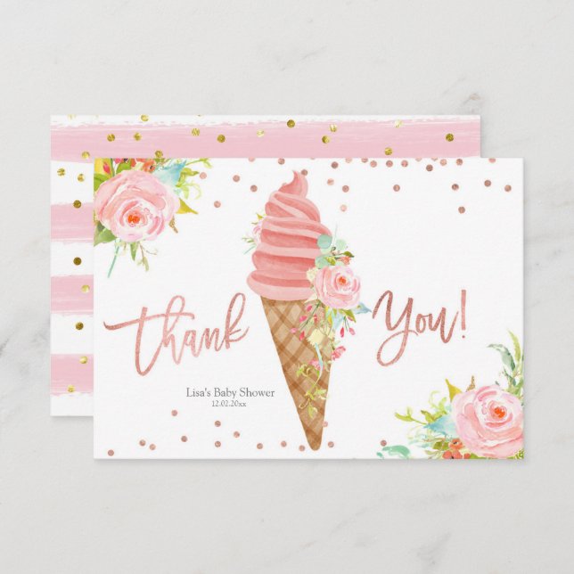 Ice Cream Bridal Shower Thank You Card (Front/Back)