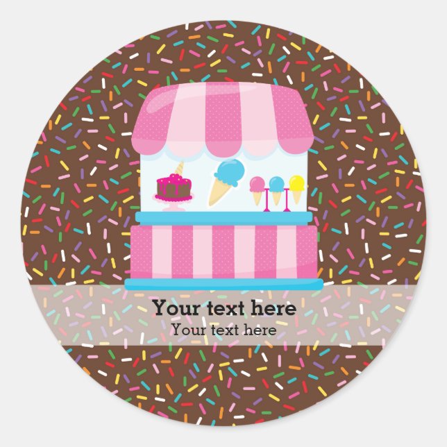 Ice cream business classic round sticker (Front)