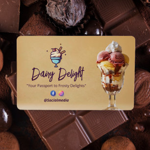 Ice Cream Business   Delicious Sundae Brown Business Card