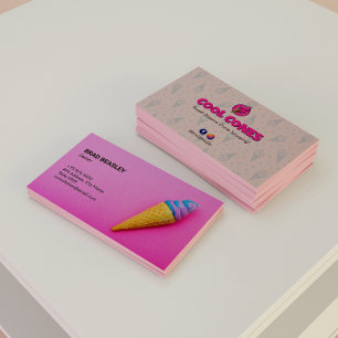 Ice Cream Business Minimalist Pink Business Card