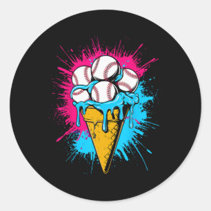 Ice Cream Bysebyll Drip Watercolor Men Youth Boys  Classic Round Sticker