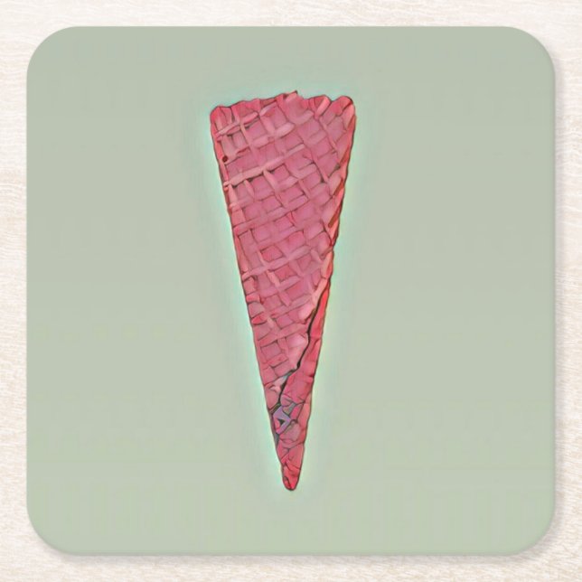 Ice cream cake square paper coaster (Front)