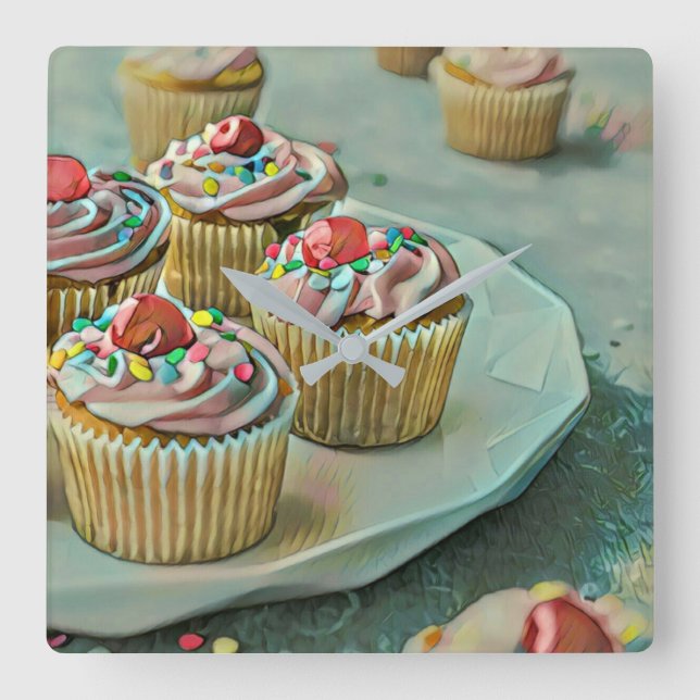 Ice cream cake square wall clock (Front)