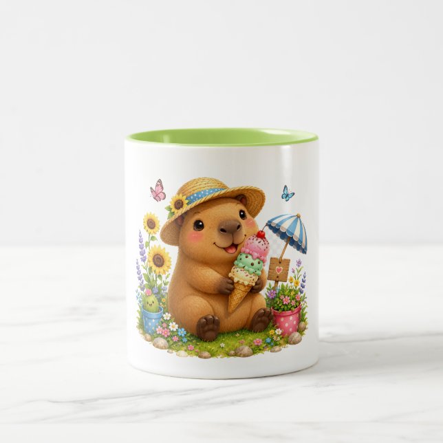 Ice Cream Capybara | Cute Kawaii Mug Design (Center)