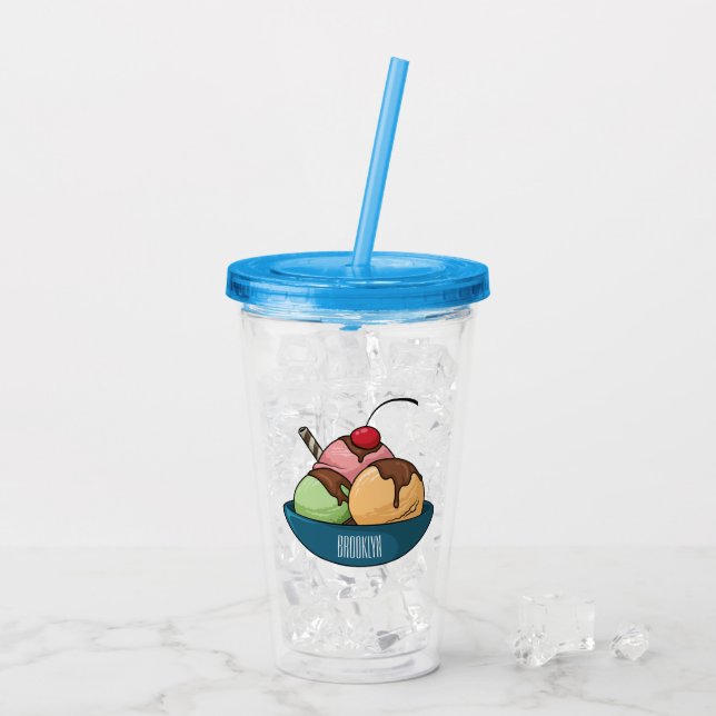 Ice cream cartoon illustration  acrylic tumbler (Back Ice)