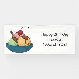 Ice cream cartoon illustration banner