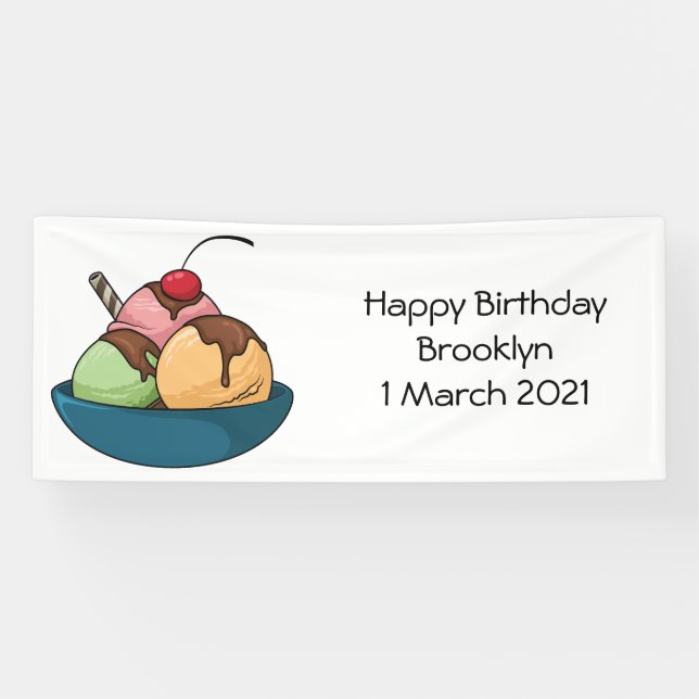 Ice cream cartoon illustration banner (Horizontal)