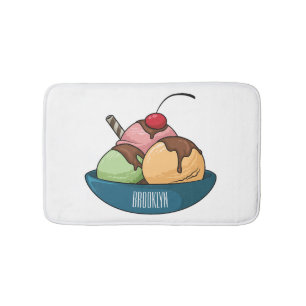 Ice cream cartoon illustration  bath mat