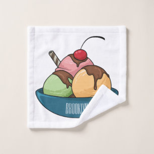 Ice cream cartoon illustration bath towel set