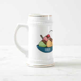 Ice cream cartoon illustration  beer stein