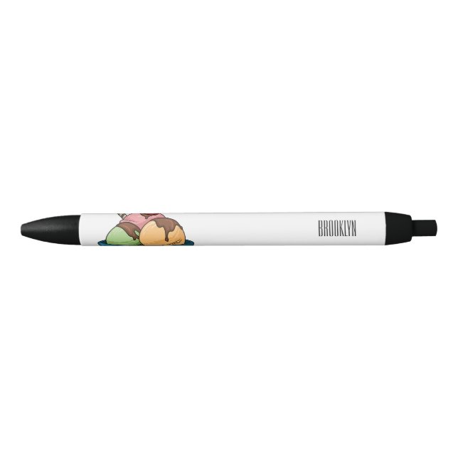 Ice cream cartoon illustration  black ink pen (Front)