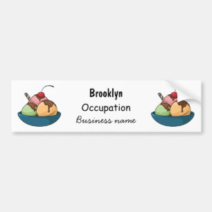 Ice cream cartoon illustration bumper sticker