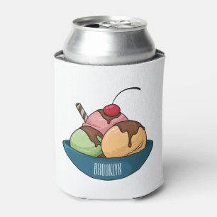 Ice cream cartoon illustration can cooler