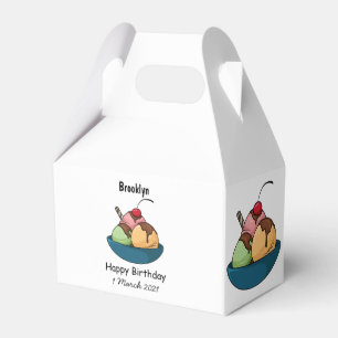 Ice cream cartoon illustration favour box