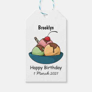 Ice cream cartoon illustration gift tags