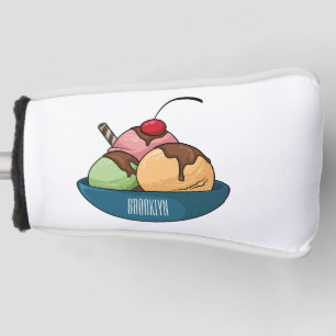Ice cream cartoon illustration golf head cover