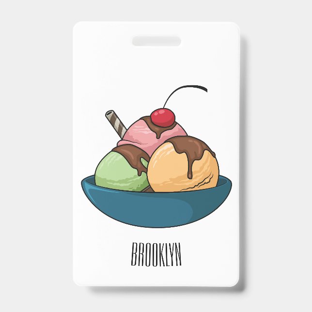 Ice cream cartoon illustration  ID badge (Front)