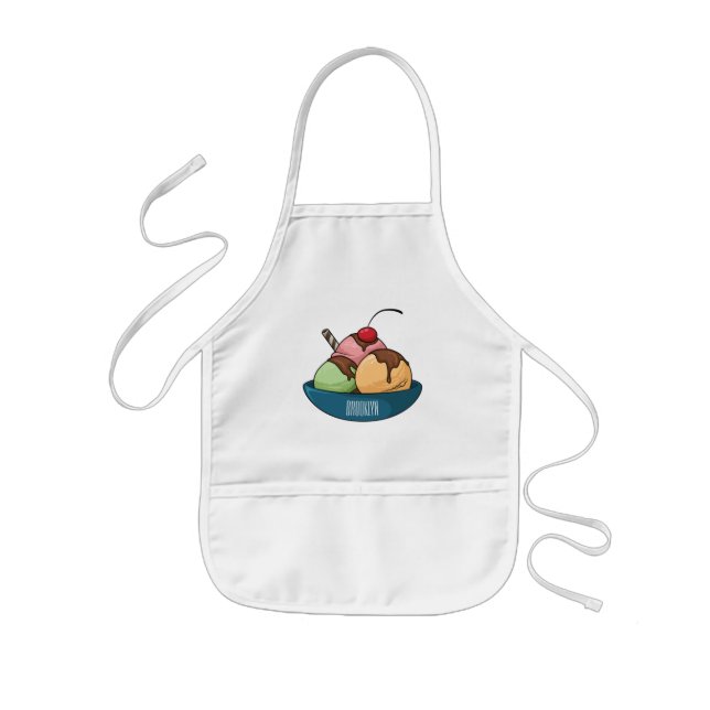 Ice cream cartoon illustration  kids apron (Front)
