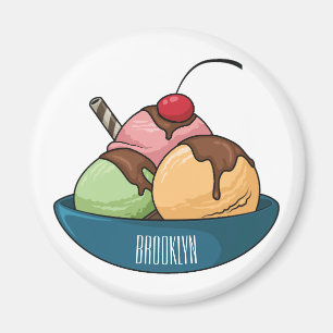 Ice cream cartoon illustration  magnet