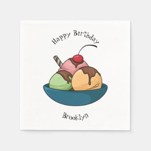 Ice cream cartoon illustration napkin