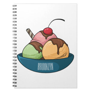 Ice cream cartoon illustration  notebook