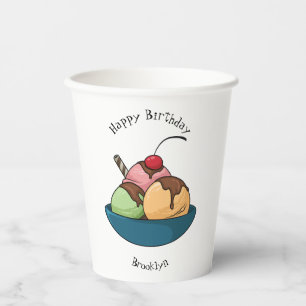Ice cream cartoon illustration paper cups