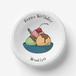 Ice cream cartoon illustration paper plate