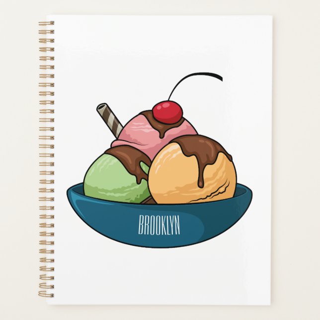 Ice cream cartoon illustration  planner (Front)