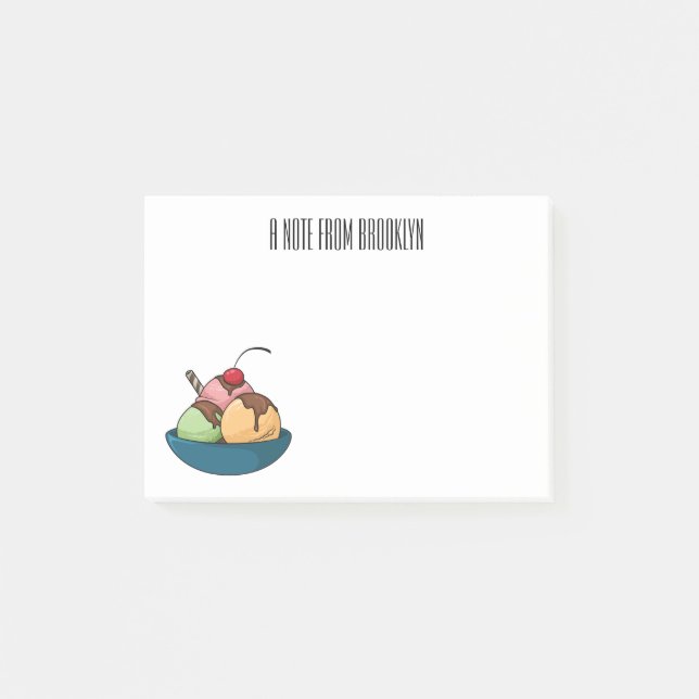 Ice cream cartoon illustration  post-it notes (Front)