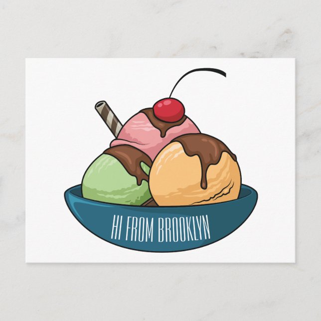 Ice cream cartoon illustration  postcard (Front)