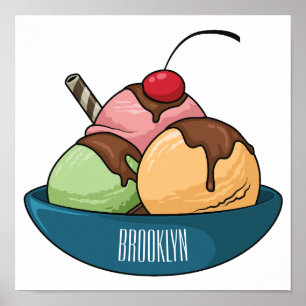 Ice cream cartoon illustration  poster