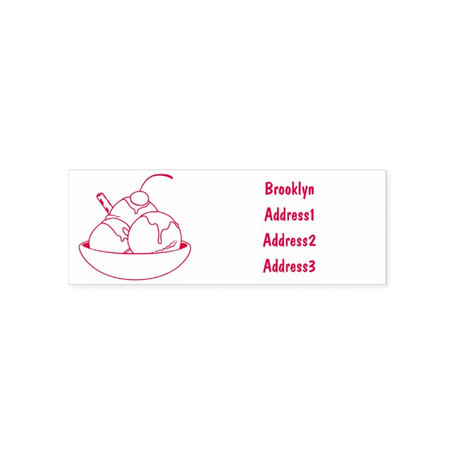 Ice cream cartoon illustration self-inking stamp (Design)