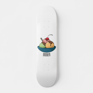Ice cream cartoon illustration skateboard