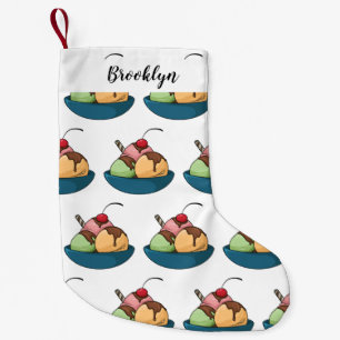 Ice cream cartoon illustration small christmas stocking