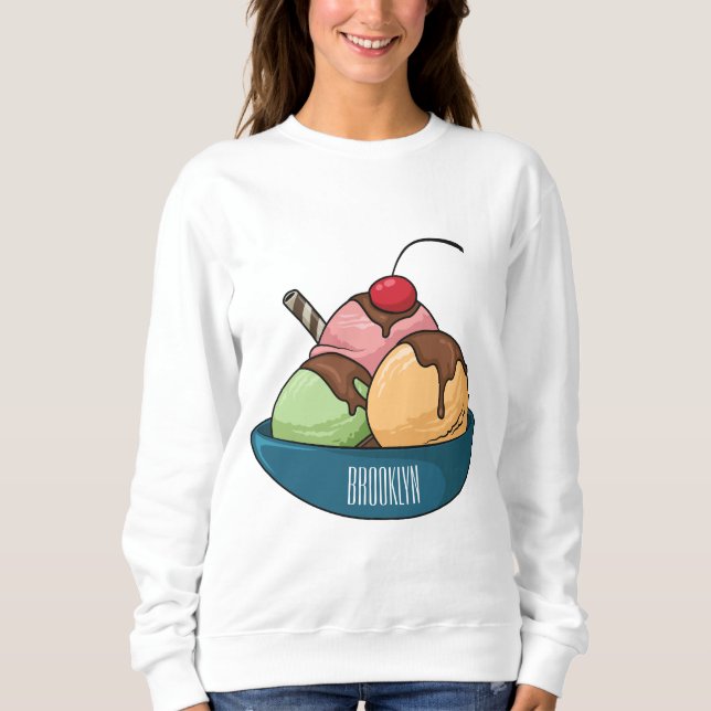 Ice cream cartoon illustration  sweatshirt (Front)