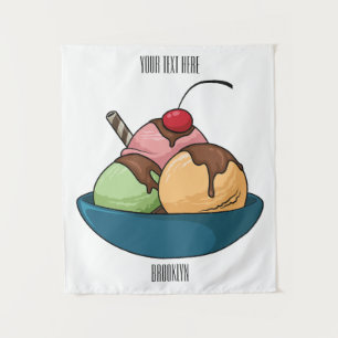 Ice cream cartoon illustration  tapestry