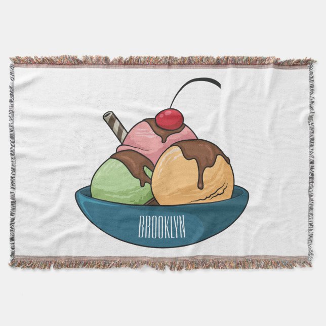 Ice cream cartoon illustration  throw blanket (Front)