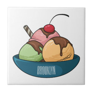 Ice cream cartoon illustration tile