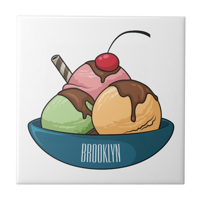 Ice cream cartoon illustration  tile (Front)