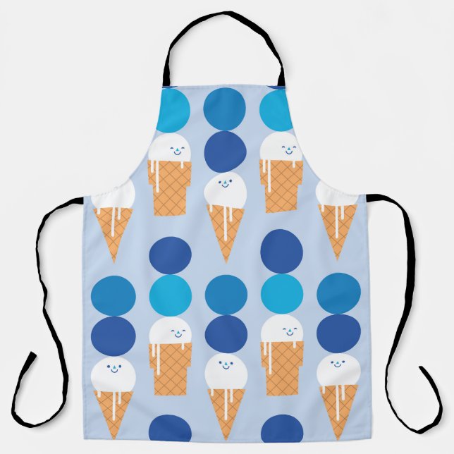 Ice Cream Cartoon Seamless Vintage Apron (Front)