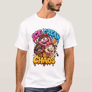 Ice Cream Chaos Funny Melting Graphic Men T-Shirt